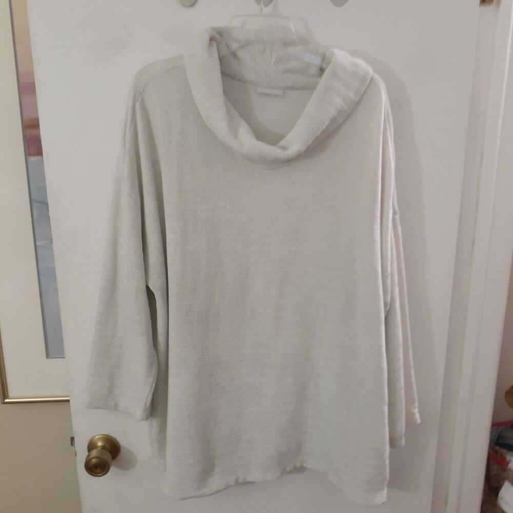 J. Jill Top 3x Off White Pale Gray Cowl Neck Velour Tunic Top Long Sleeve Top
